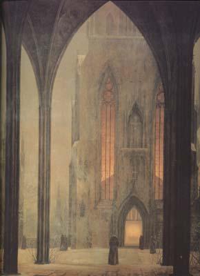 Oehme, Ernst Ferdinand Cathedral in Winter (mk10) Sweden oil painting art